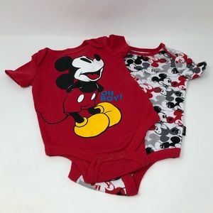 Disney Baby 2 Mickey Mouse One Piece Outfit 3/6M